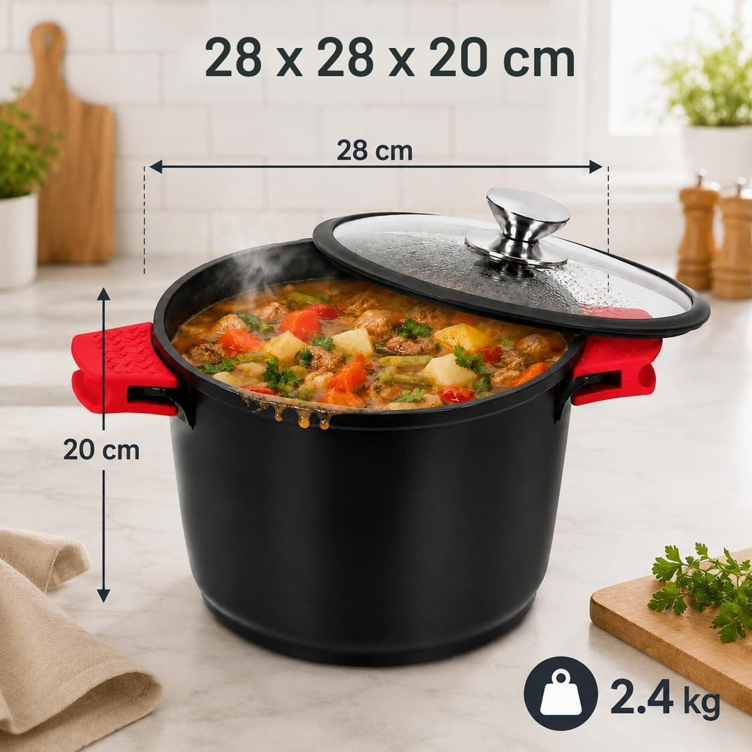 Royal Swiss® Induktionskochtopf – Induktionspfanne mit abnehmbaren Griffen – Ø 28 cm/10.5 Liter – Su