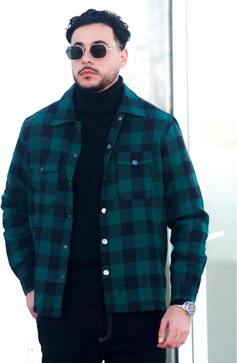 COOFANDY Herren Holzfäller Jacke Flanellhemd Gefüttert Kariert Winterjacke Langarm Winter Warm Holzf