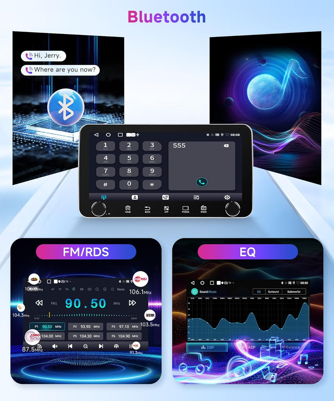 Rimoody 2+64G Autoradio 1 Din Wireless Carplay Android Auto 10.36 Zoll IPS 360° Drehbarer Bildschirm