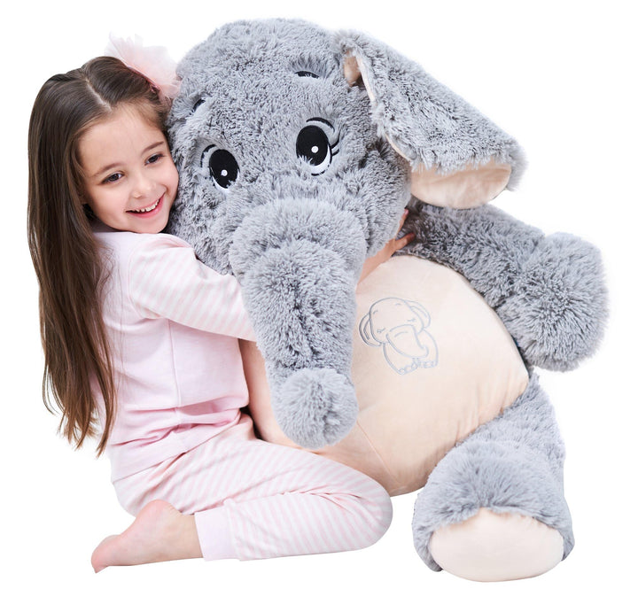 IKASA Grosser Elefant Stofftier Riesenelefant Plüschtiere für Kinder (Grau, 100cm), Elefant