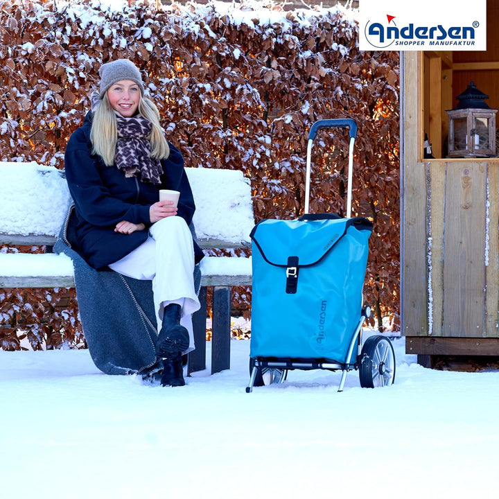 Andersen Shopper Royal mit Kugellager Alu klappbar mit Kugellagerrad Ø 25 cm und 49 Liter Tasche Ort