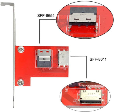 Xiwai PCI-Express 4.0 Slimline SAS SFF-8654 auf Oculink SFF-8611 SFF-8612 PCBA Buchse Adapter mit Ha