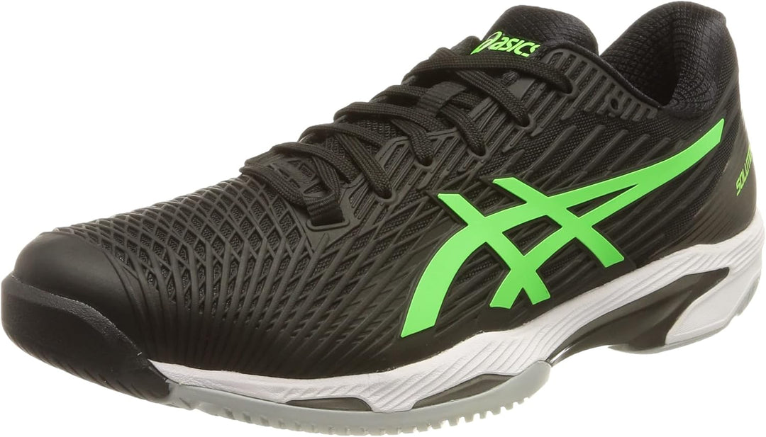ASICS Herren Solution Speed FlyteFoam 2 Tennisschuhe, Stahlblau/Gefahrgrün 42 EU Black Green Gecko,