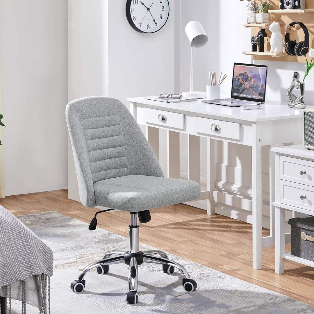 Yaheetech Bürostuhl Schreibtischstuhl Ergonomisch Gepolstert Stoff Drehstuhl mit Rollen Arbeitshocke