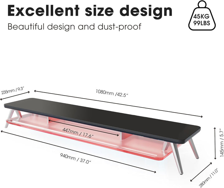Fenge Monitorständer Riser mit Acrylablage und App-Steuerung LED Lights 108cm Grosser Computerstände