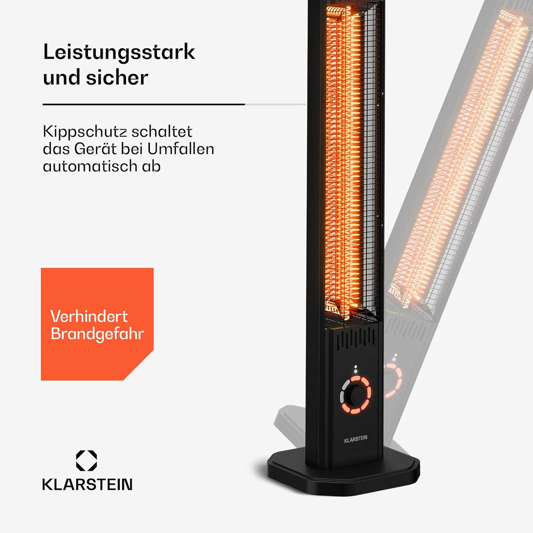 Klarstein Infrarotheizung Standgerät 2000W – 8 Stufen, Fernbedienung, Timer, IP65, Kippschutz, Wandm