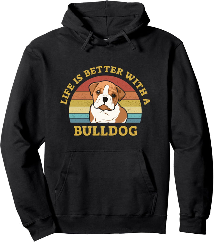 Englische Bulldogge Retro Vintage Hunde Welpen Geschenkidee Pullover Hoodie