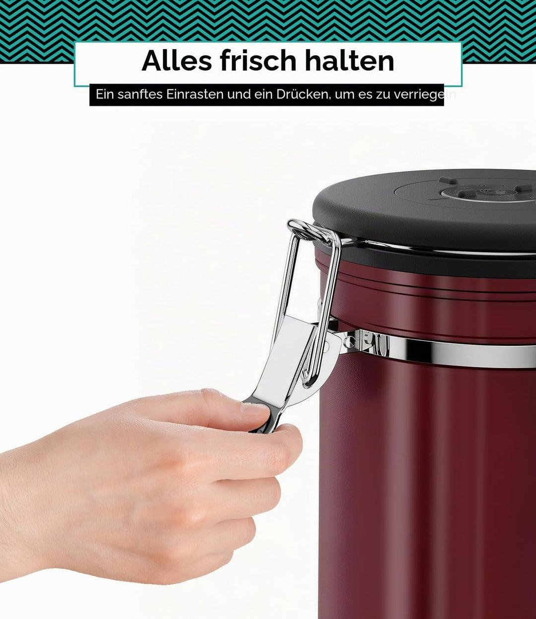 Coffee Gator Kaffeedose Edelstahl, Luftdicht Vorratsdose mit Deckel, Datum Tracker, CO2-Freigabevent