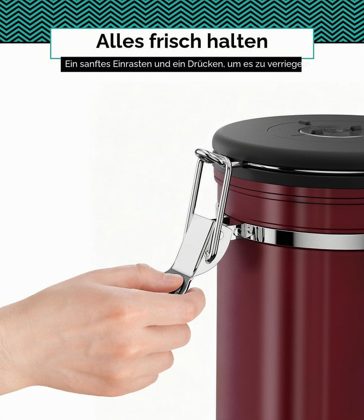 Coffee Gator Kaffeedose Edelstahl, Luftdicht Vorratsdose mit Deckel, Datum Tracker, CO2-Freigabevent