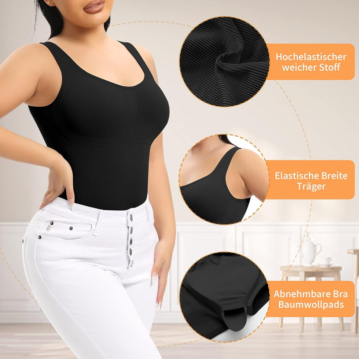 YARRCO Damen Shape Unterhemd Bauchweg Hemdchen Shapewear Trägertop Shaping BH Hemd Formendes Top Bod