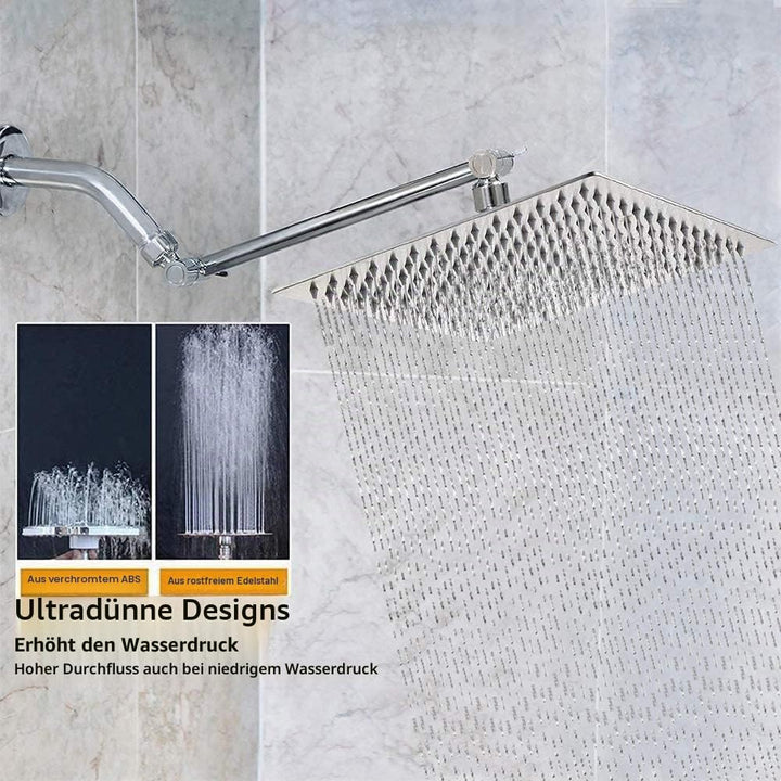 duschkopf regendusche 12 Zoll, Regenduschkopf 30x30cm Eckig aus Edelstahl, Selbstreinigende Regendus