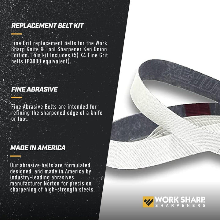 WORK SHARP® - Ken Onion Edition Belt Kit X4 Coarse - Premium Schärfband 5 er Set - Gewebe-Schleifban