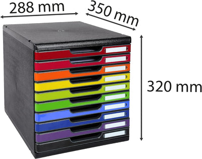 Exacompta 302798D Ablagebox Modulo (mit 10 Laden 26mm hoch, DIN A4+) 1 Stück, schwarz/harlekin gloss