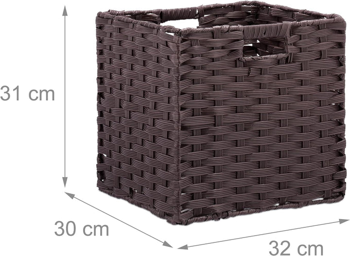 Relaxdays Aufbewahrungskorb, quadratischer PP-Korb für Bad u. Kinderzimmer, Regalkorb geflochten, 31