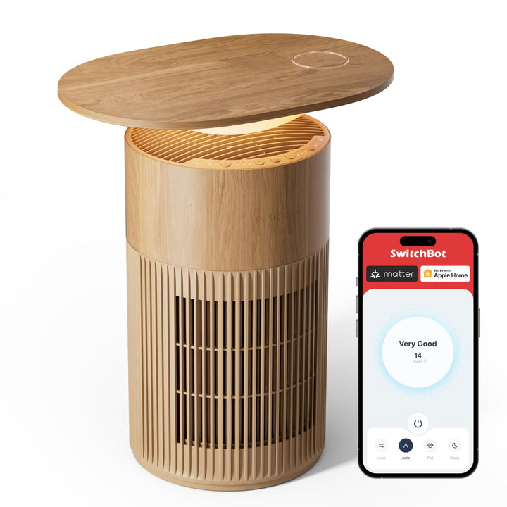 SwitchBot Luftreiniger mit App-Steuerung und Nachtlicht, CADR 400m³/h bis zu 83㎡ Zimmer, HEPA-Filter