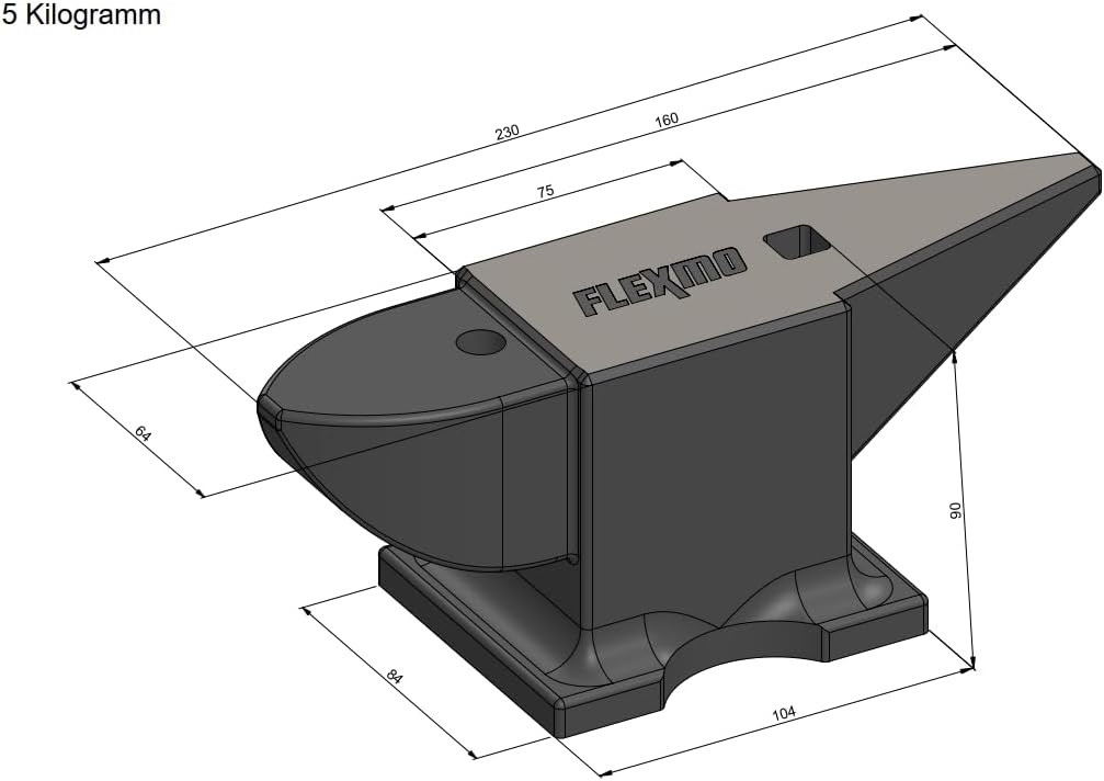 FLEXMO Schmiede Amboss 5 KG / 10 KG Schmiede Zubehör Amboss Werkzeug mit rundem und quadratischem Lo