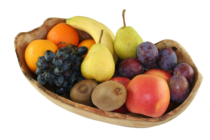 D.O.M.® Obstschale RUSTIKAL aus naturbelassenem Olivenholz in 5 Grössen (Länge 34-36 cm), Länge 34-3