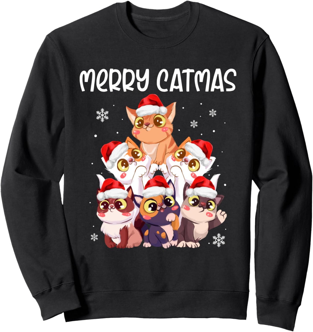 Katzen Weihnachten Geschenk Merry Catmas Katzen Spruch Sweatshirt