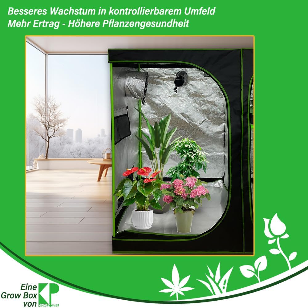 Kingpower Grow Box Grow Zelt für Pflanzen Gewächshaus Garten Anzucht Gemüse Kräuter Schrank Indoor 9