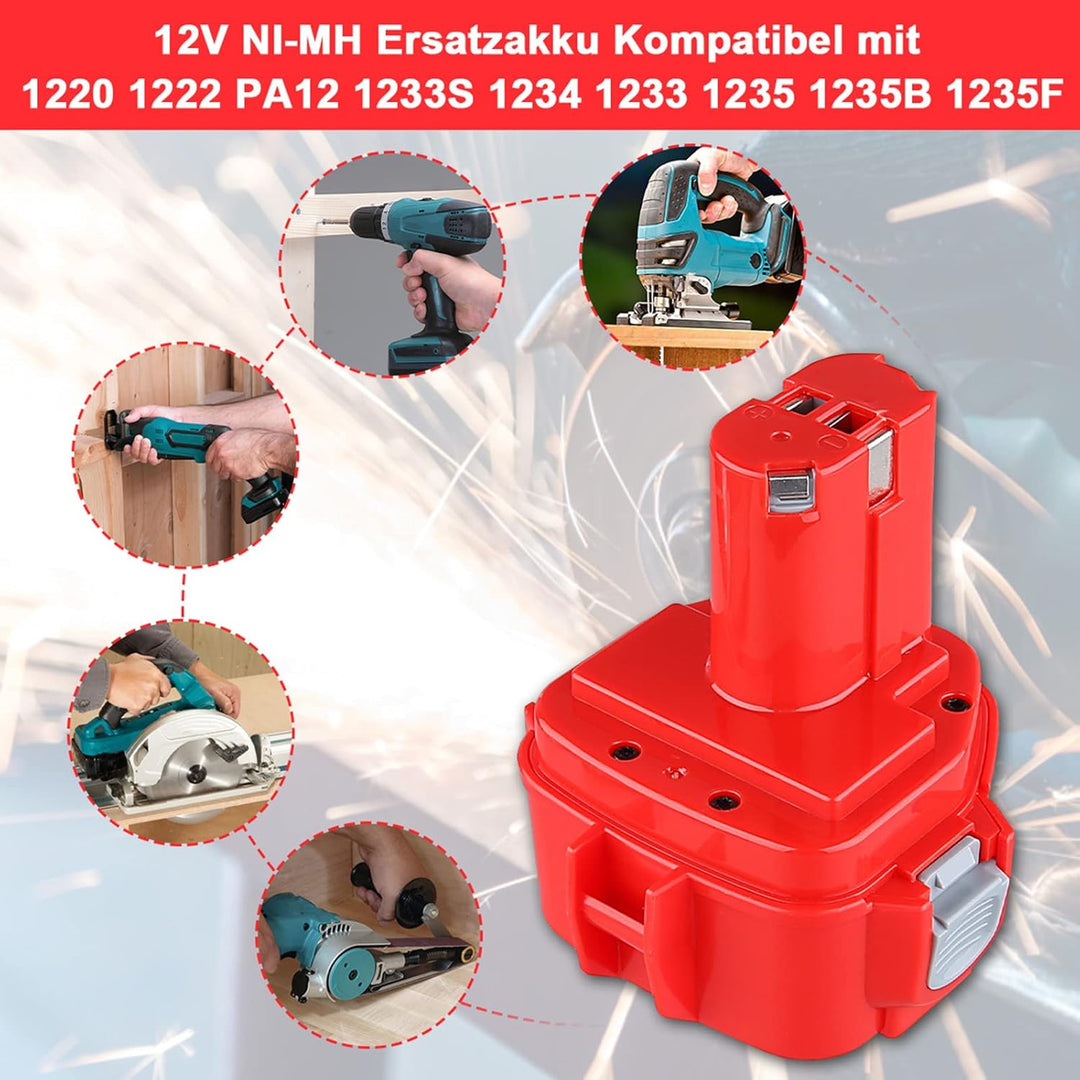 VANTTECH 12V 3,6Ah NI-Mh Ersatz für Makita Akku 1220 1222 PA12 1233S 1234 1233 1235 1235B 1235F 1926