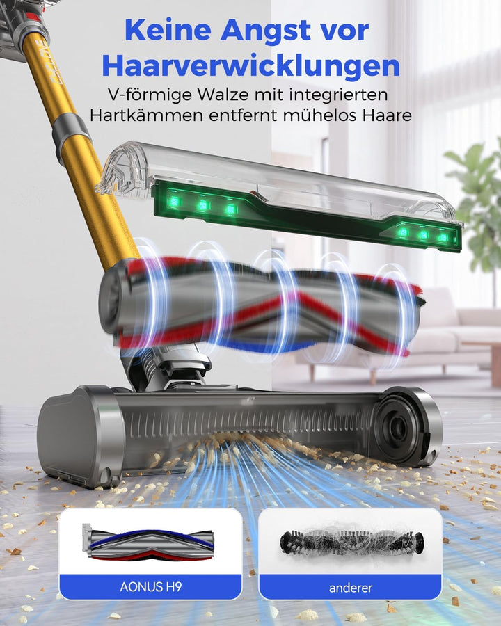 aonus Akku Staubsauger 60000Pa 650W, 80 Min Laufzeit Staubsauger Kabellos | 8x3000mAh Akkusauger Sel
