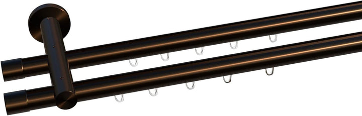 Tilldekor Innenlauf Gardinenstange HIGH-LINE ANDRAX, 2-Lauf, braun-antik, Ø 20 mm, 200 cm, inkl. Trä