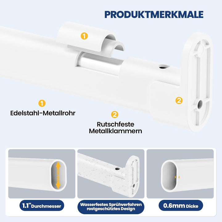 Mavivegue Kleiderstange Schrank, 42-100cm Oval Kleiderstange Ausziehbar | Kleiderstange Wandmontage