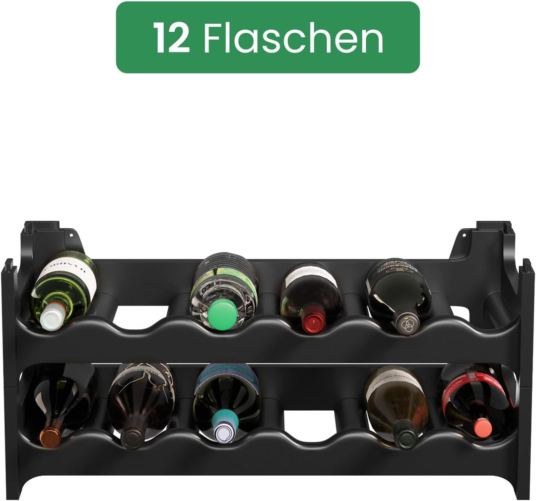 ARTECSIS Weinregal stapelbar Kunststoff für 12 Flaschen, stabiles Flaschenregal in Gastronomie-Quali
