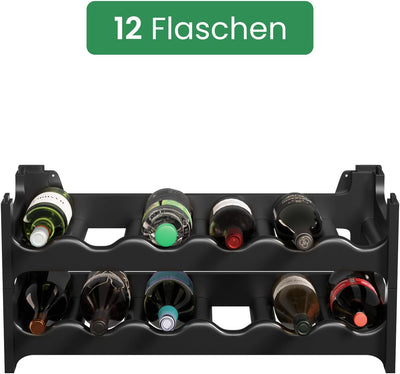ARTECSIS Weinregal stapelbar Kunststoff für 12 Flaschen, stabiles Flaschenregal in Gastronomie-Quali