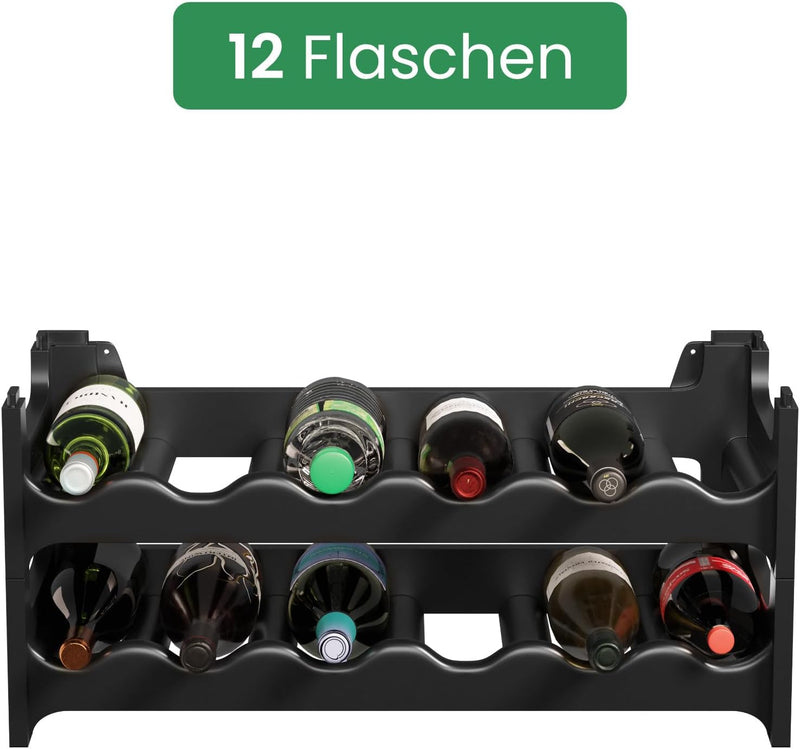 ARTECSIS Weinregal stapelbar Kunststoff für 12 Flaschen, stabiles Flaschenregal in Gastronomie-Quali