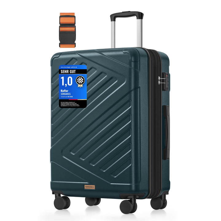 SONGMICS Koffer, Reisekoffer, Hartschalenkoffer mit TSA-Schloss, Koffergurt, ABS-Trolley, 4 Zwilling