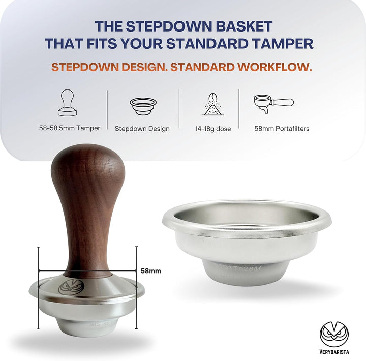 MS Competition Filterkorb. Stepdown-Form Für Siebträger 58 mm 10-15 g Kaffee Single Stepdown (10-15g