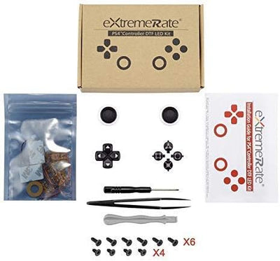 eXtremeRate Ersatz Leuchttaste Knöpfe für ps4 LED Tasten Set Buttons D-Pad Steuerkreuz Thumbsticks D