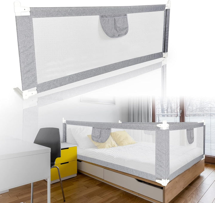 Eulenke 180cm Bettgitter, Bettschutzgitter für Kinder, Höhenverstellbar von 80-96cm, Rausfallschutz