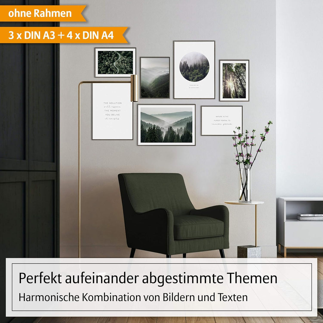 Hyggelig Home Premium Poster Set - 7 passende Bilder im stilvollen Set - Collage Bild Wand Deko - Se