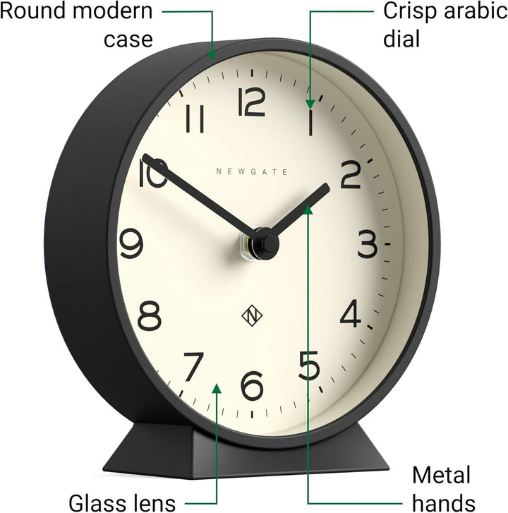 NEWGATE® M Mantel - Silent Sweep Kaminuhr - 'No Tick' - Moderne Kaminuhr - Kleine Uhr - Wohnzimmeruh
