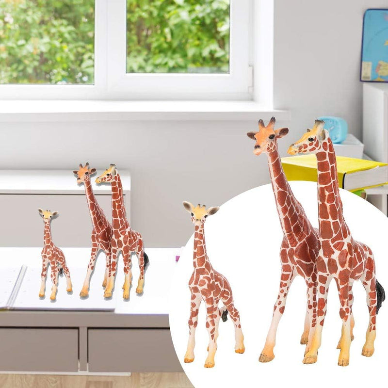 3 Stück Imitation Giraffen Familie Tierfiguren Kinder Wildtiere Kognitives Lernspielzeug für Büro- o