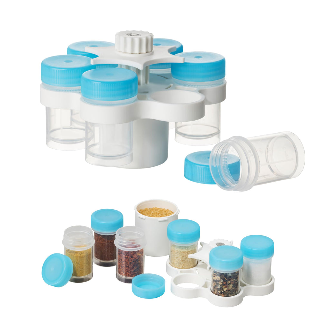 7 in 1 Gewürzstreuer Flower Mini Gewürzstreuer Deckel Gewürz-Organizer-Behälter-Spender-Set für Camp