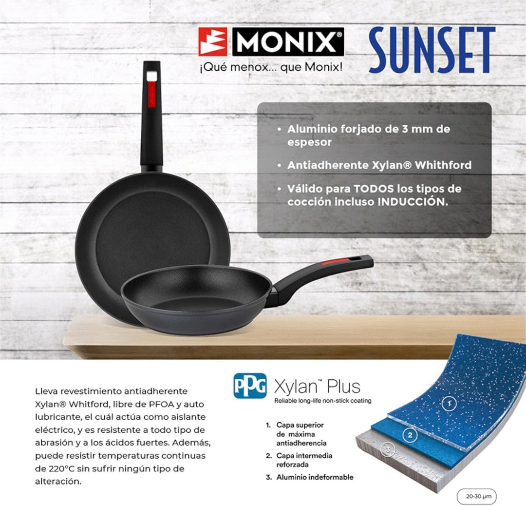 MONIX Sunset | Set mit 2 Bratpfannen 22–26 cm, geschmiedetes Aluminium, antihaftbeschichtet, Bakelit