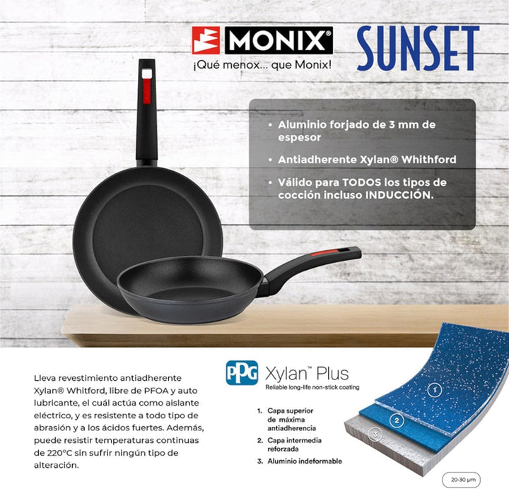 MONIX Sunset | Set mit 2 Bratpfannen 22–26 cm, geschmiedetes Aluminium, antihaftbeschichtet, Bakelit