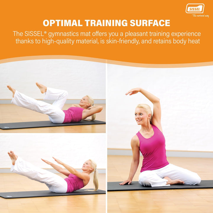 SISSEL® Gymnastikmatte 1,5cm | Hautfreundlich & Rutschfest | Optimale Dämpfung | Leicht Einrollbar |