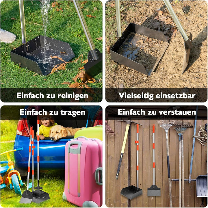 Hundekotschaufel, 3 Stück Dog Pooper Scooper Hundekotschaufel und Harke Metall Rechen Kehrschaufel f
