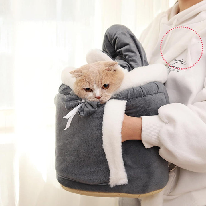 Haustier Rucksack Transporttasche, Weicher Flanell-Katzenrucksack mit Sicherheitsclip, Doppeltaschen