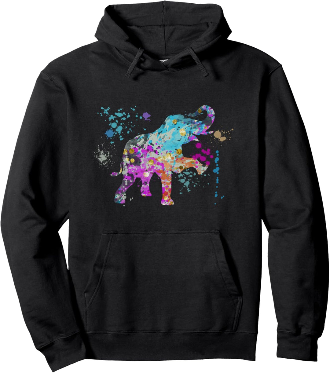 Elefant, bunte Aquarell-Silhouette, Elefanten Pullover Hoodie