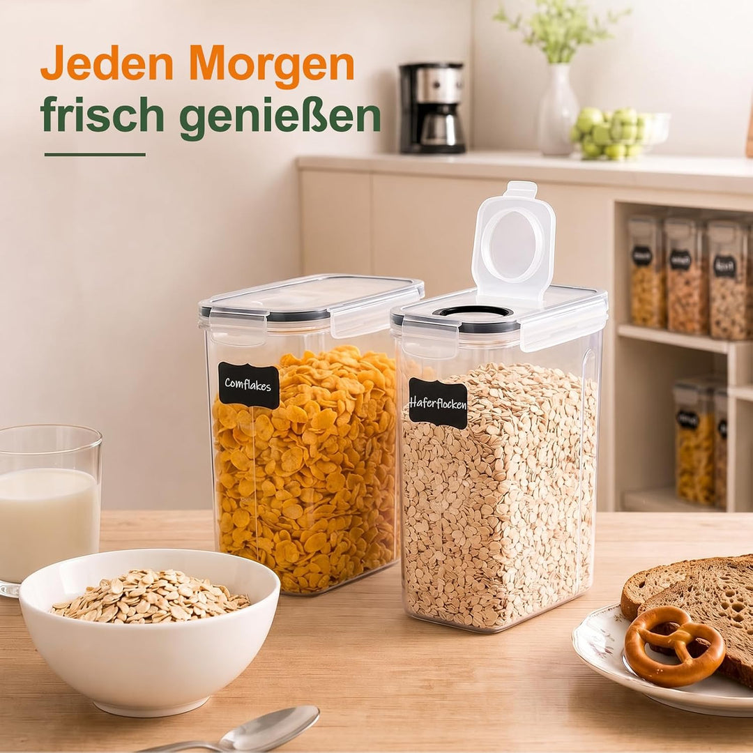 GoMaihe Vorratsdosen Set, 2.5L*6 Stück Aufbewahrungsbox Küche Organizer, Luftdicht Frischhaltedose P