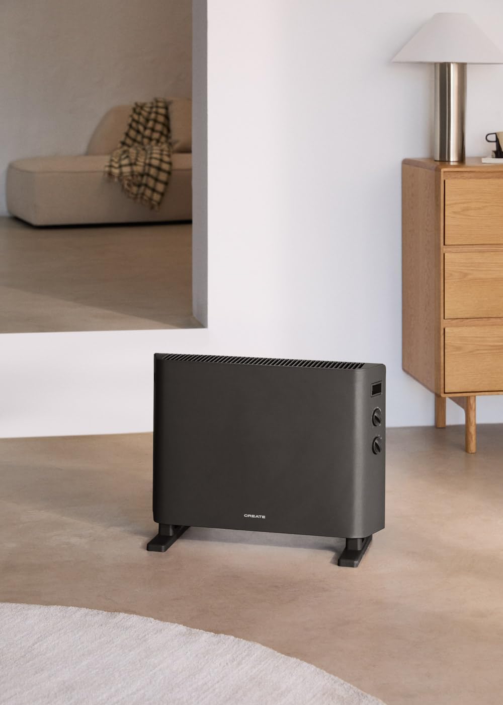 CREATE WARM HANDY/Konvektor-Heizlüfter, Schwarz, Ventilator- und Heissluftfunktion, bis zu 20 m², 4