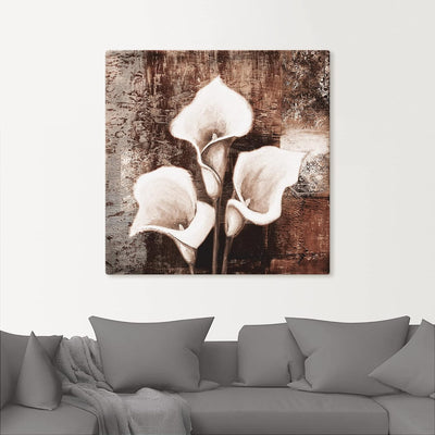 ARTland Leinwandbilder Wandbild Bild auf Leinwand 40 x 40 cm Blumen Calla Malerei Braun A9AU Antike