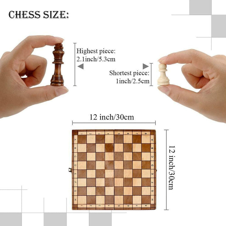 Syrace Schachspiel Schach Schachbrett aus Holz für Kinder und Erwachsene, Zusammenklappbar, Handgefe