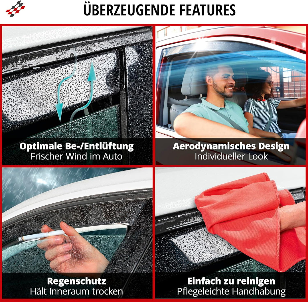 WALSER Premium Auto Windabweiser kompatibel mit VW Golf VII 08/2012-03/2021, Passform Regenabweiser