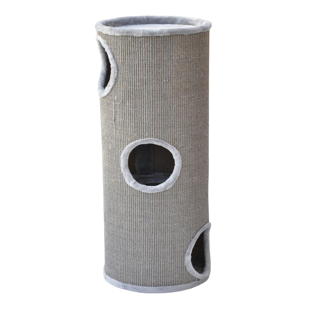 nanook Kratztonne Kratzbaum Condo mit Spielball, Sisal Plüsch, grau 100 cm Grösse XL: 100 cm Grau, G